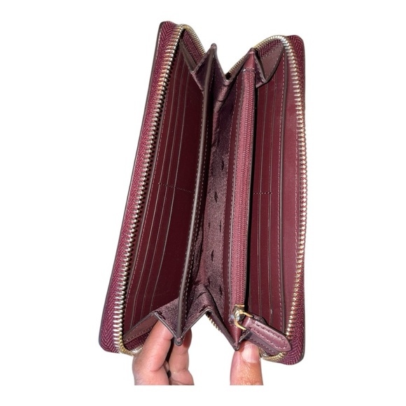 Kate Spade Foliage Large Continental Wallet Merlot Cream Leaf Print - Picture 4 of 4